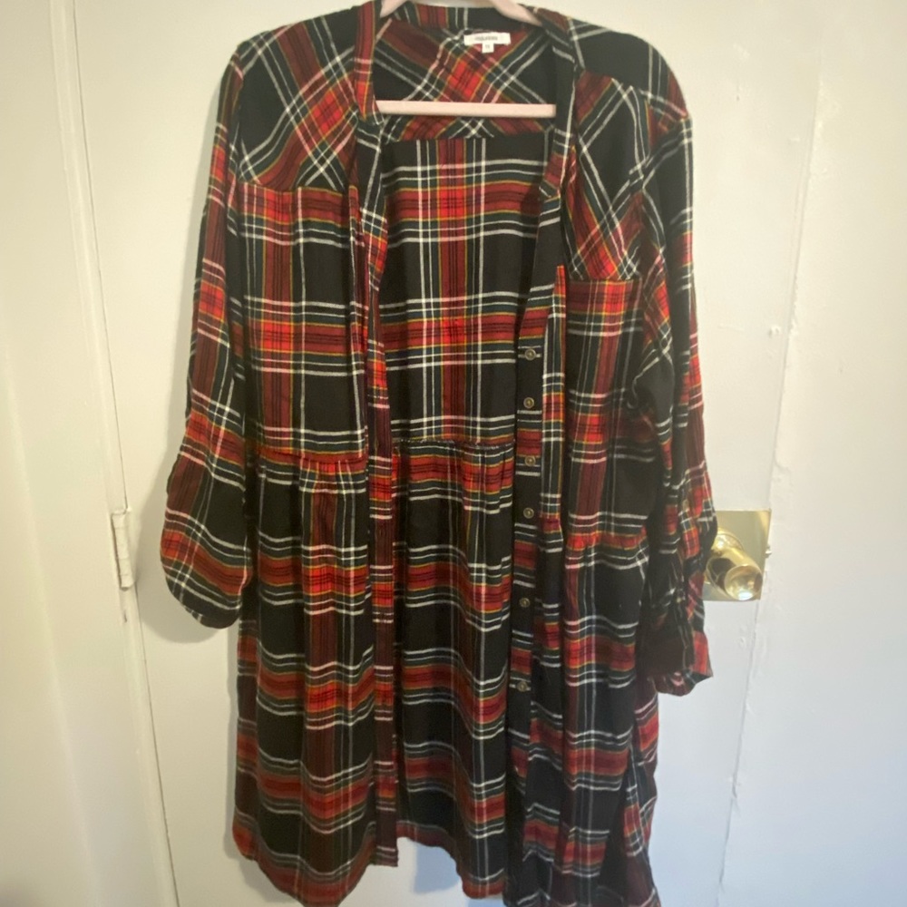 Tunic Length Button Down Plaid Maurices